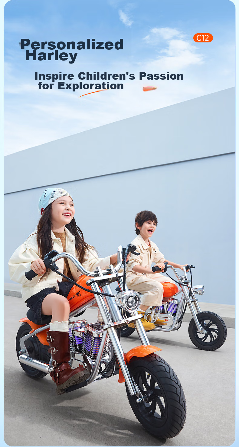 Baofengqishi Children's Electric Motorcycle Two-Wheeler Scooter for Ages 3-12, Small Electric Scooter Birthday Gift C12 Exploration Black 5
