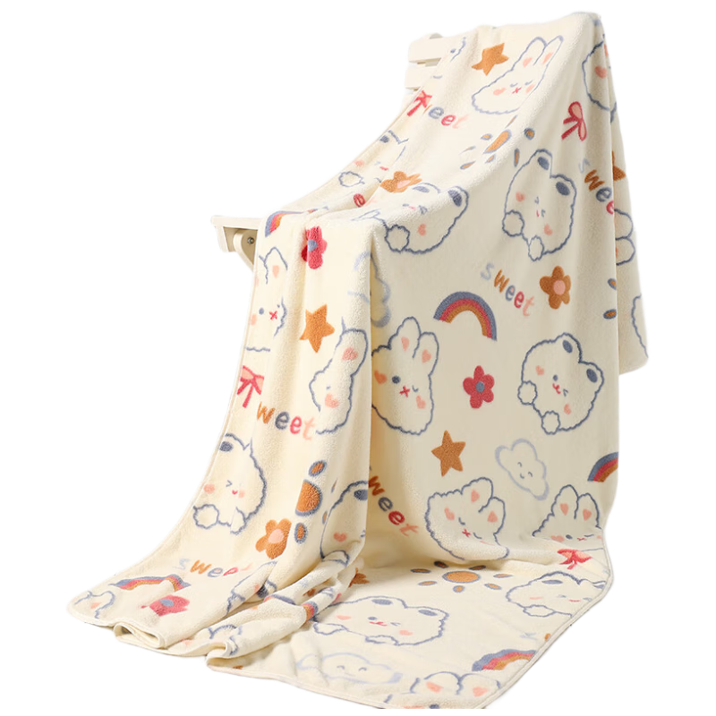 Grace Bath Towel for Women, Summer Home Use, Children And Adults, Men, Extra Large And Thick, Absorbent, Quick-Drying, Wrap-Around Style, 90*170cm, Cute Rabbit Desig