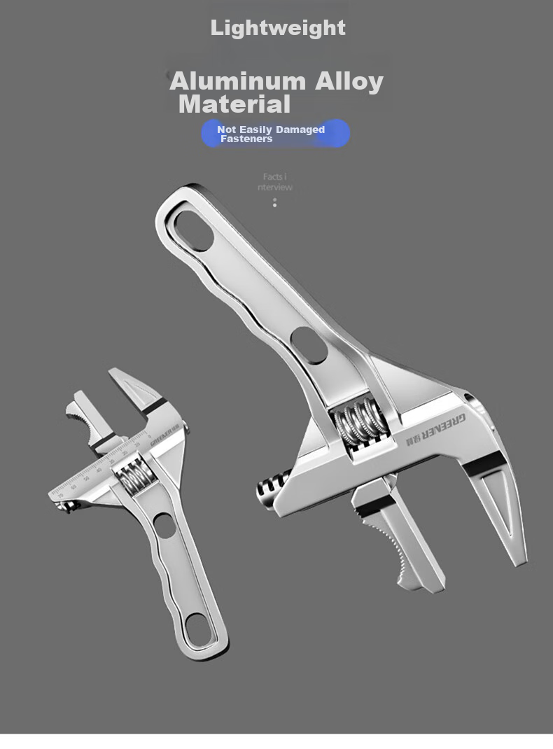 GREENER Adjustable Wrench Plumbing Wrench Pipe Wrench Short Handle Universal Spanner 16