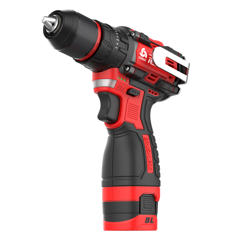 CHIGO 18V Brushless Hammer Drill Compact Cordless Electric Screwdriver Multi-Function Impact Drill