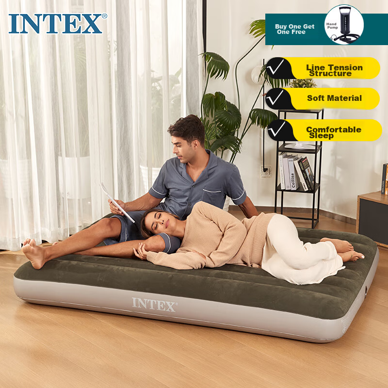 INTEX Inflatable Car Mattress, Camping Outdoor Mat, Car Bed Companion, Nap Lounger, Double Folding Bed, 64108