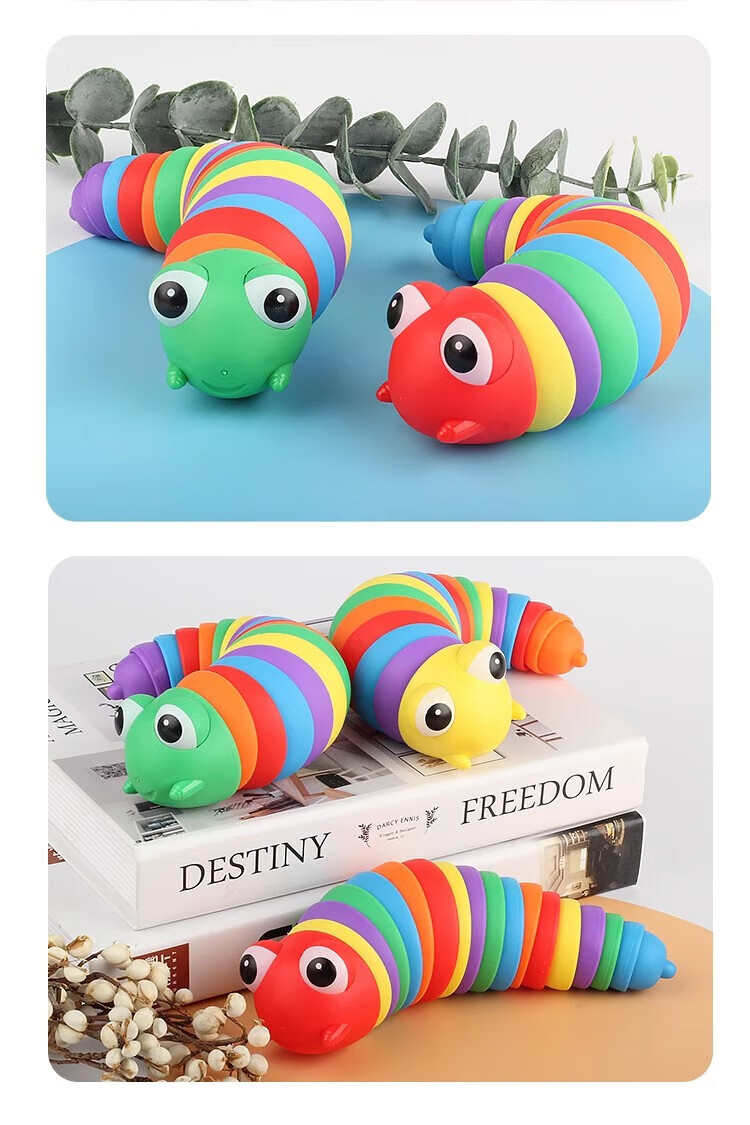 Fun World Colorful Twistable Caterpillar Educational Kids Puzzle Toy Rainbow Caterpillar Stress Relief Gadget 15
