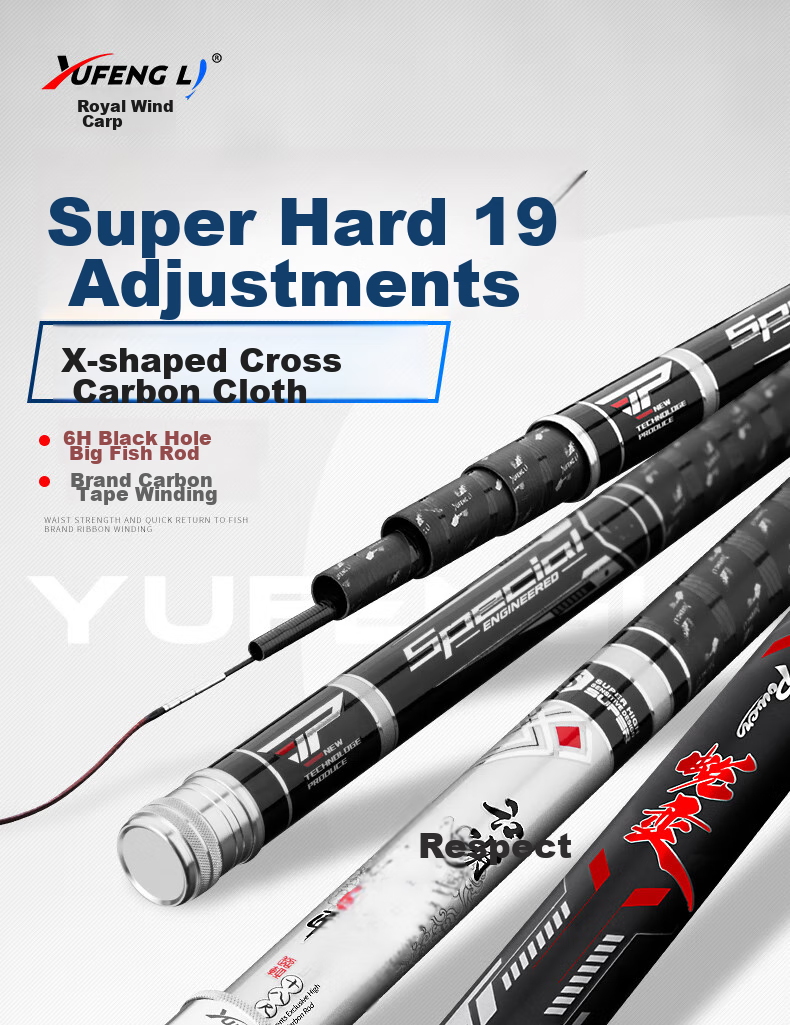 Yufengli Fishing Rod, 5.4 Meters, Jianghu Supreme 6H Ultra-Hard 19-Tune Platform Fishing Rod, Black Pit Fishing Rod, Long Section Competitive Rod 1