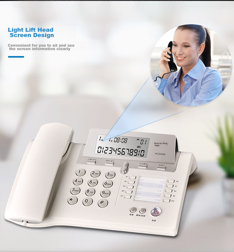 BBK Landline Telephone, Fixed-Line Phone for Office And Home Use, Stylish Lift Screen, 10 Sets of One-Key Dialing, HCD288 Elegant Gray 4
