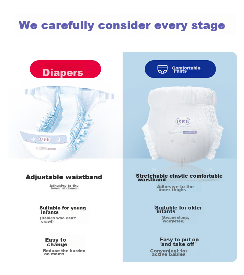 Lelch Day And Night Soft Care Comfort Pants, Size L, 3 Pieces, Night Use Trial Pack, Pull-Up Diapers, Soft Breathable Portable Pack 13