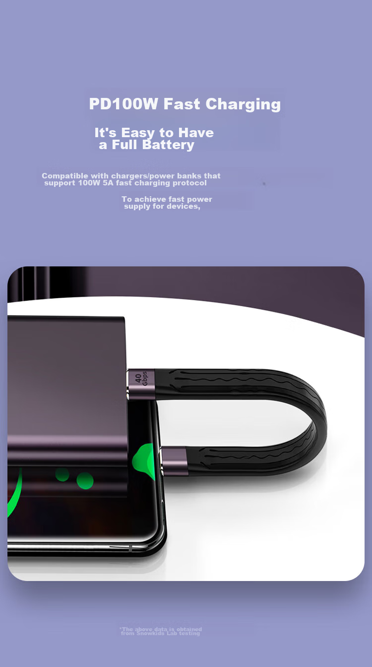 Snowkids USB4.0 Thunderbolt 4 Data Cable, 8K HD Dual-Head TypeC Male to Female, High-Speed 40Gbps, Suitable for Apple 15~17 Series Phones, Hard Drive Enclosures, Computers, Full-Function Cable 7