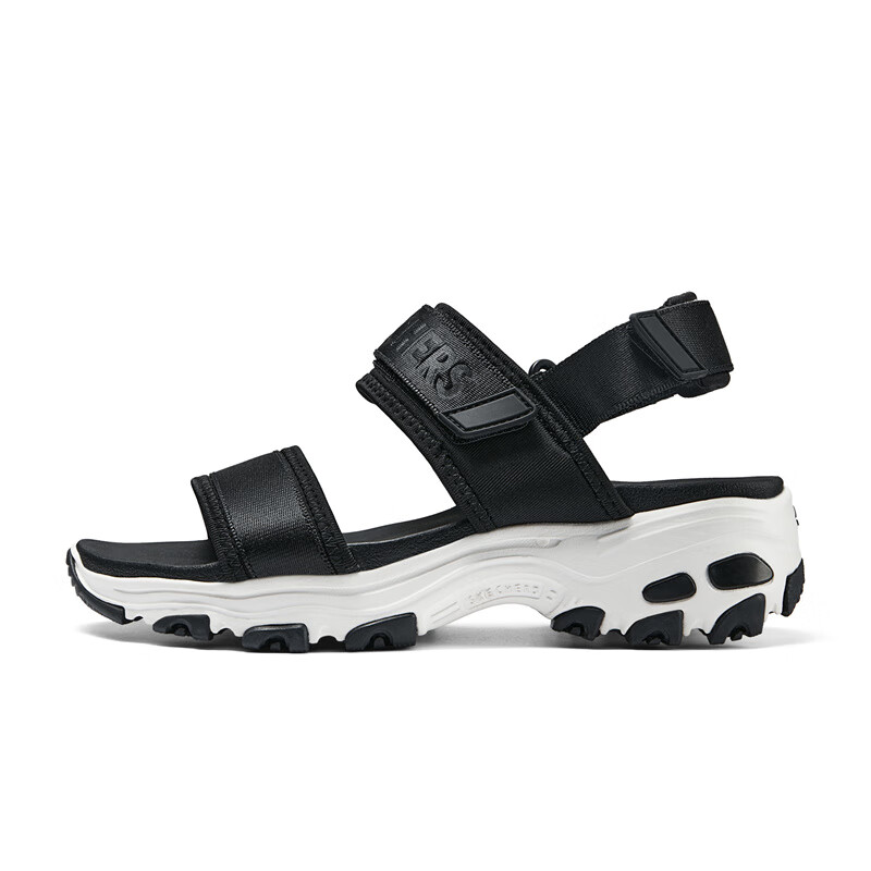 Skechers Casual Retro Women's Shoes, Thick-Soled Open-Toe Sandals, Versatile Outdoor Beach Shoes 119853, Black, Size 36