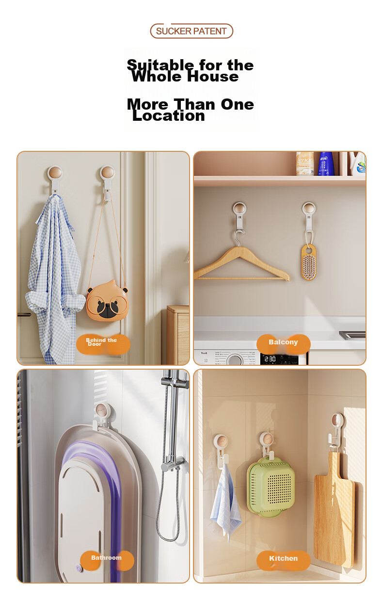 Taili Face Basin Hook, Bathroom Storage Rack, Baby Bathtub Suction Cup Wall-Mounted Basin Holder, Adjustable Spacing, 1 Piece 10