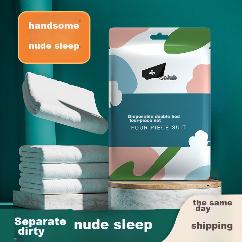 EWPLORE WASP Disposable Four-Piece Set: Disposable Bedsheet, Duvet Cover, Pillowcases, Thickened Travel Hotel Guesthouse Hygiene Barrier And Sterilizatio