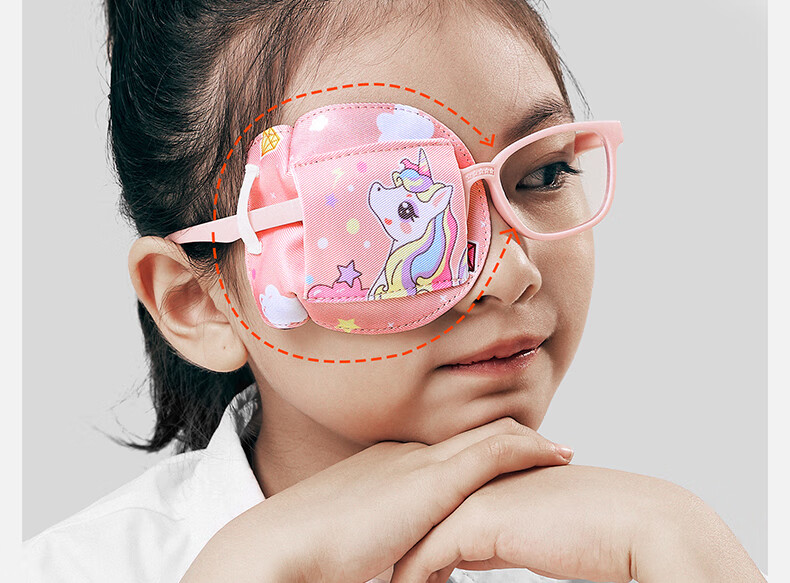 Moremerry Children's Eye Patch Monocular Vision Strabismus Corrector Trainer Amblyopia Light Blocking Eye Cover Strawberry Rabbit 9