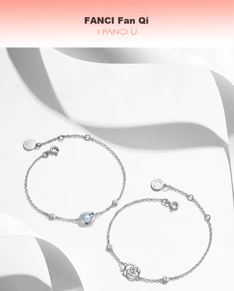 Fanci Love at First Sight Bracelet for Women, Silver Jewelry Rose Flower Blue Necklace Birthday Confession Anniversary Gift for Girlfriend 1