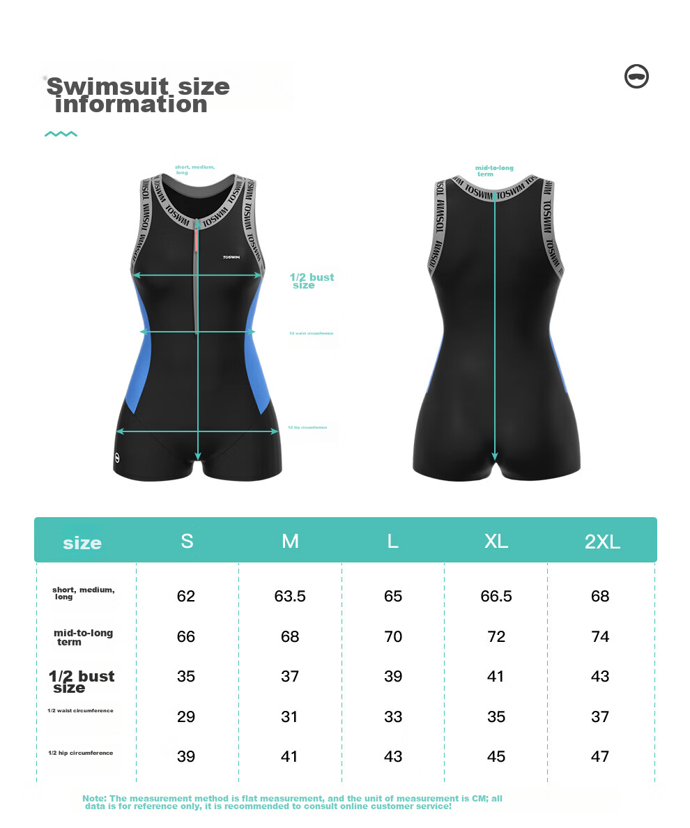 TOSWIM One-Piece Swimsuit for Women, Square-Leg Training Swimwear, Hot Spring Conservative Slimming Ladies' Swimwear, Gray-Blue Letter S 4