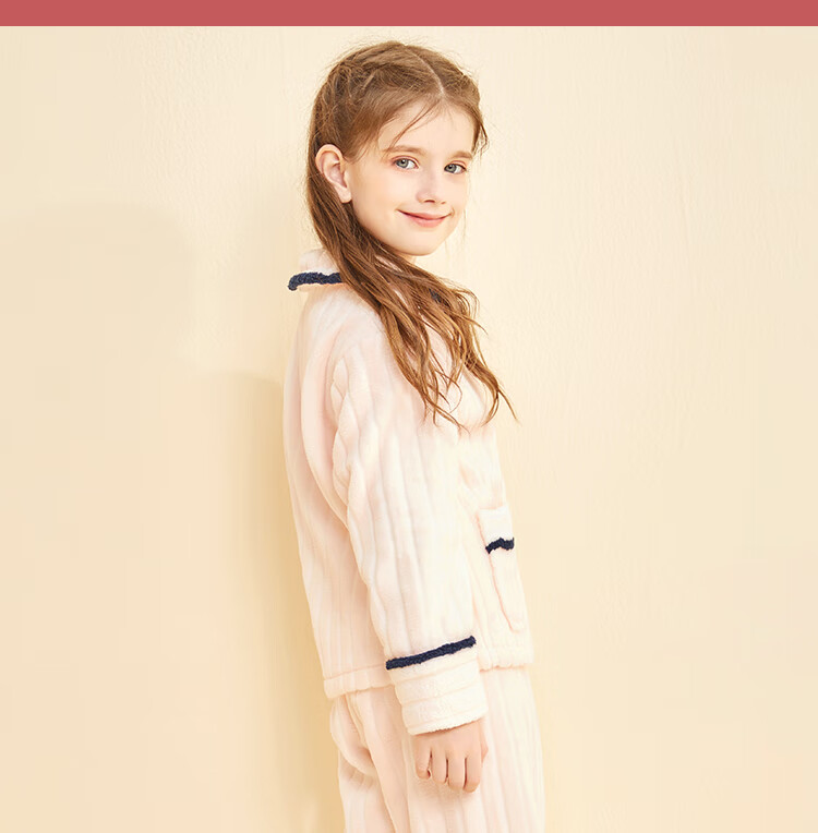 LangSha Children's Pajamas for Girls, Winter Fleece-Lined Thick Flannel Loungewear Set for Toddlers And Teens, Warm Sleepwear 10