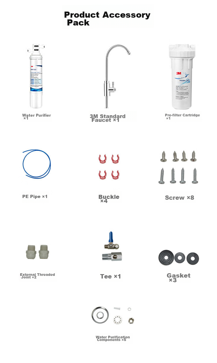 3M Water Purifier for Home Use, Direct Drinking Water, Zero Wastewater, 2.2L/min Large Flow Rate, 4000L Treatment Capacity, 800G Filter, Jingzhi CDW7101V Model 7