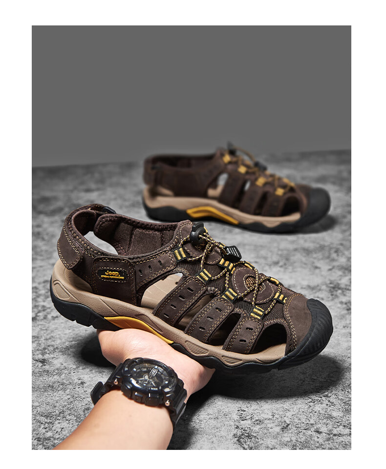Jeep Men's Outdoor Breathable Beach Sandals, Closed-Toe Water Shoes with Holes, Non-Slip Hiking Casual River Tracing Shoes 16