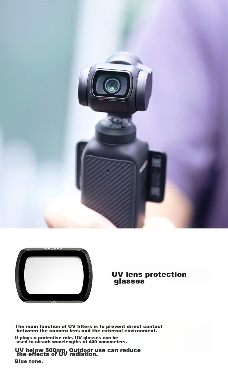 MAXCAM/Maisikamu UV Filter for DJI Osmo Action 5 Pro/4/3 Action Camera, Lens Protector, Anti-Scratch And Drop Protection Accessory 5