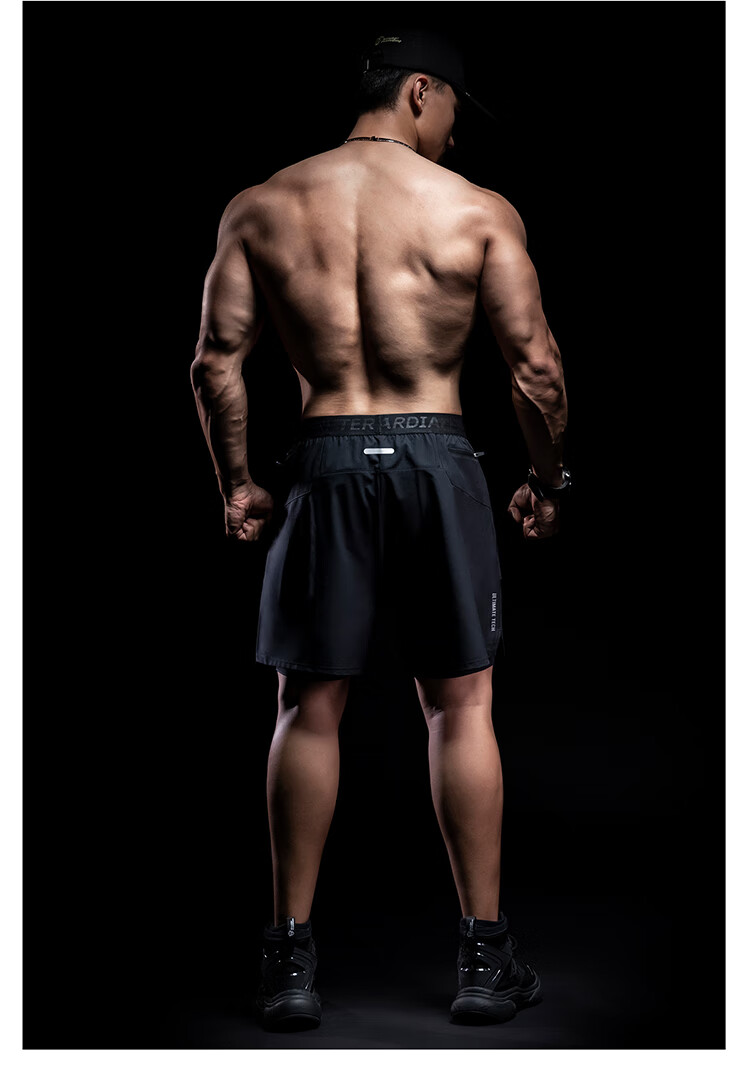 Monster Guardians Men's Sports Shorts with Double-Sided Lining for Summer, Marathon, Basketball, Outdoor Quick-Dry Athletic Pants, Black, Size L 9