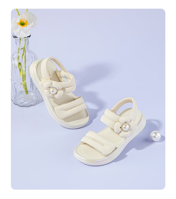 HELLOKITTY Girls' Sandals, Summer Princess Flower Style with Single Strap, Trendy Open-Toe Beach Sandals, 6823 Pink, Size 32 6