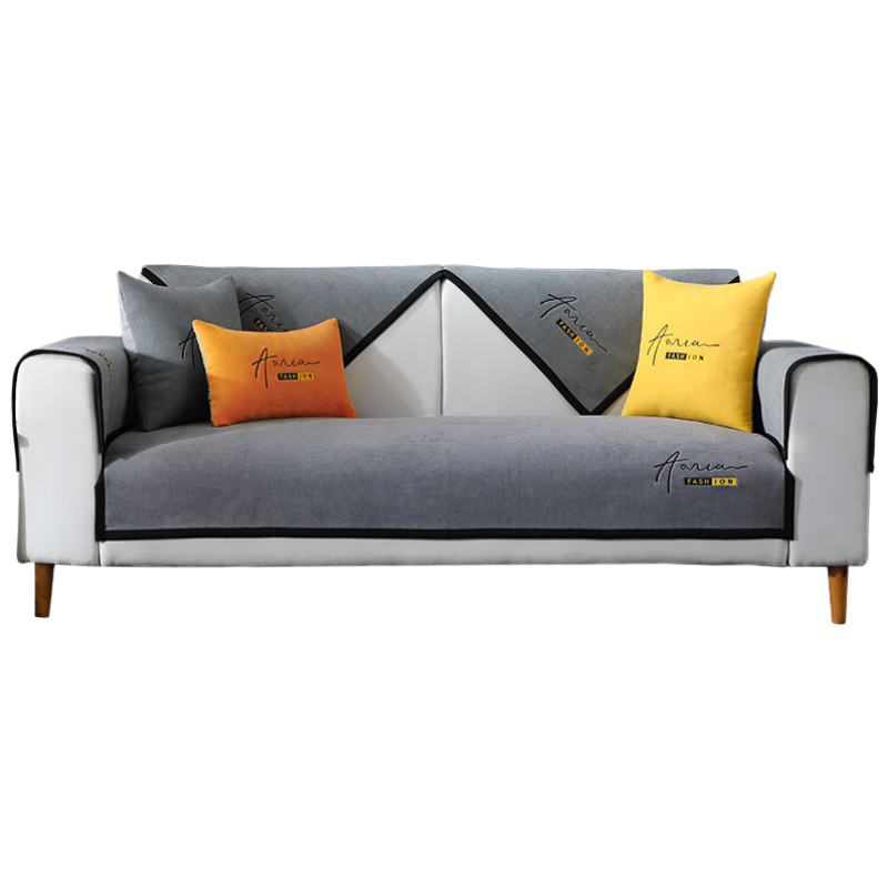 AVIVI Sofa Cushion, Chenille Sofa Cover, Non-Slip All-Season Sofa Throw, Window Seat Cover, 90*160 Cm, Gentleman Gray