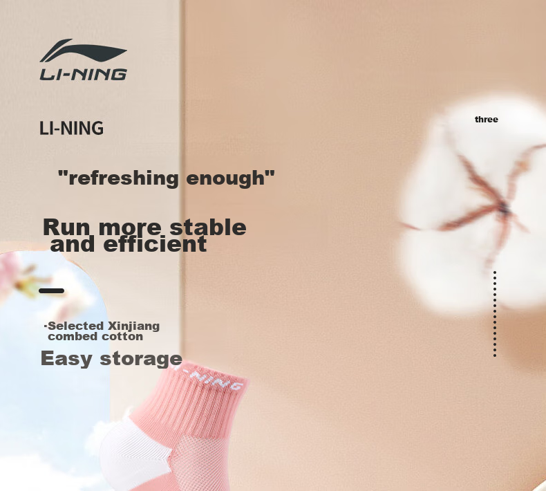 Li-Ning Women's Sports Socks (3 Pairs), Basketball Socks, Summer Running Sports Short Socks, Breathable Sweat-Absorbing Short Cotton Socks 1