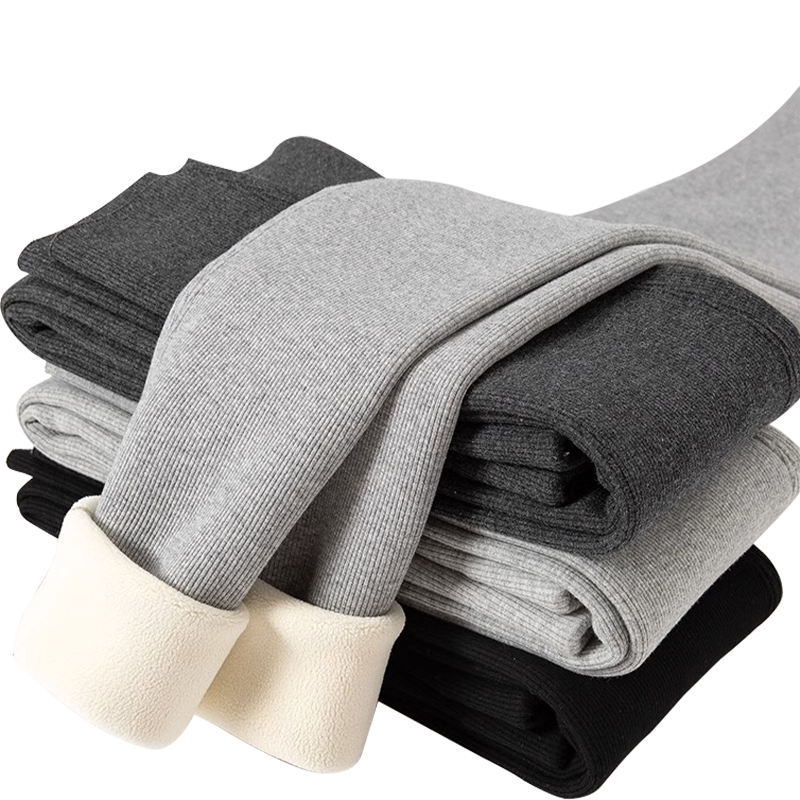 LangSha Lambswool Leggings for Women, Autumn And Winter Ribbed Outer Wear, High-Waisted Slimming Elastic One-Piece Fleece Pants, Warm Cotton Trousers