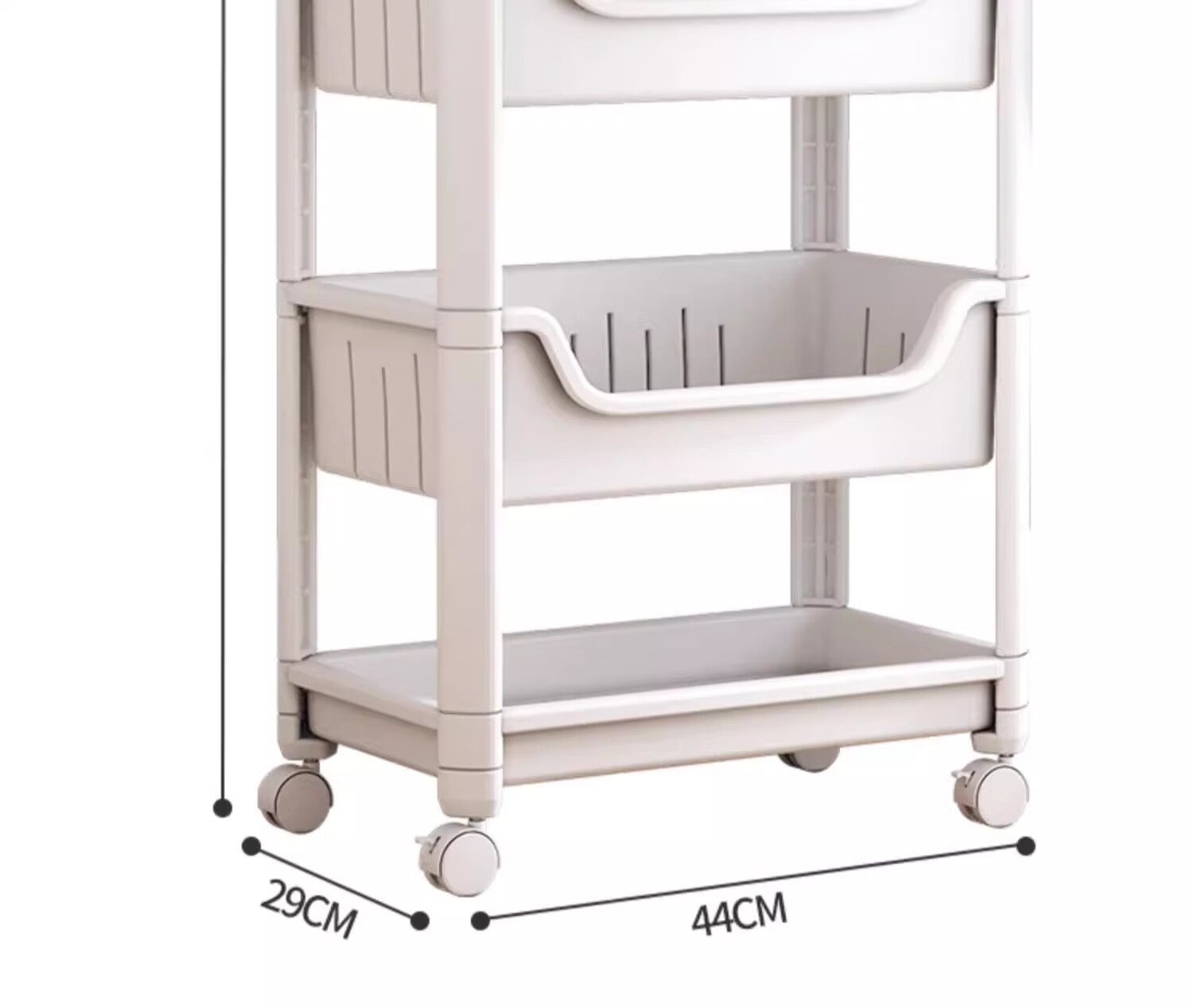 XIAOJIANGCAI Bookshelf Storage Rack, Floor-Standing Home Simple Multi-Layer with Wheels, Toy Storage Cart, 4-Tier Storage Shelf 26