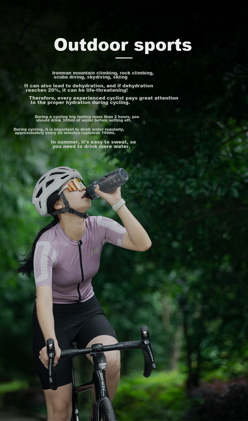 CAVALRY Bicycle Water Bottle Sports Hydration System for Running, Hiking, Rock Climbing, Outdoor Travel, Mountain Biking, Road Biking, And Folding Bikes Cycling Equipment Black 750ML 2