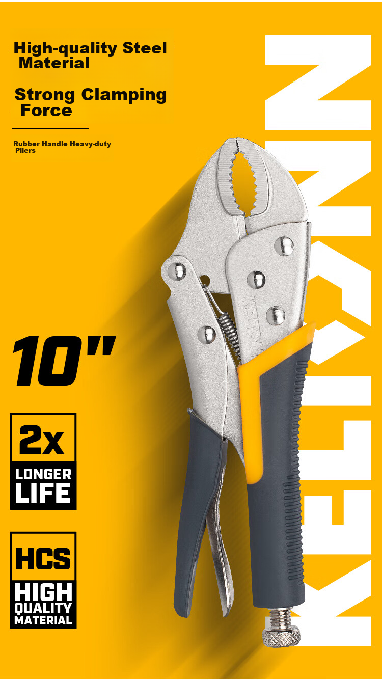 KELTONN Pliers, Round Jaw Heavy-Duty Pliers, 10 Inches with Blade, Holding Pliers, Fixed Pliers, Quick Release Clamping Tool, KT2703 1