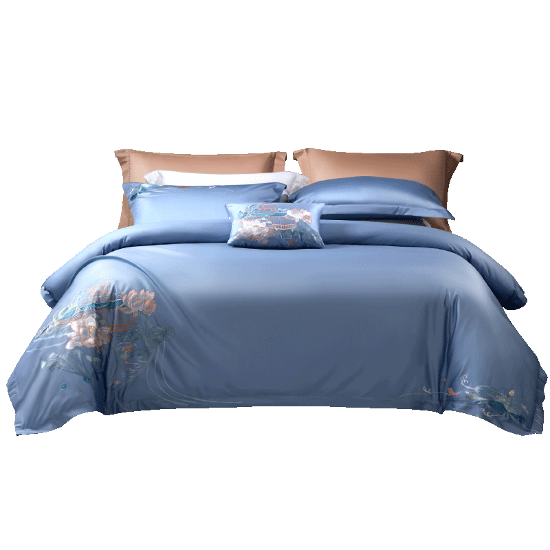 FUANNA Bedding Set 4-Piece A-Class 100-Thread Count Long-Staple Cotton Sheet and Duvet Cover Double Extra Large 230*229cm