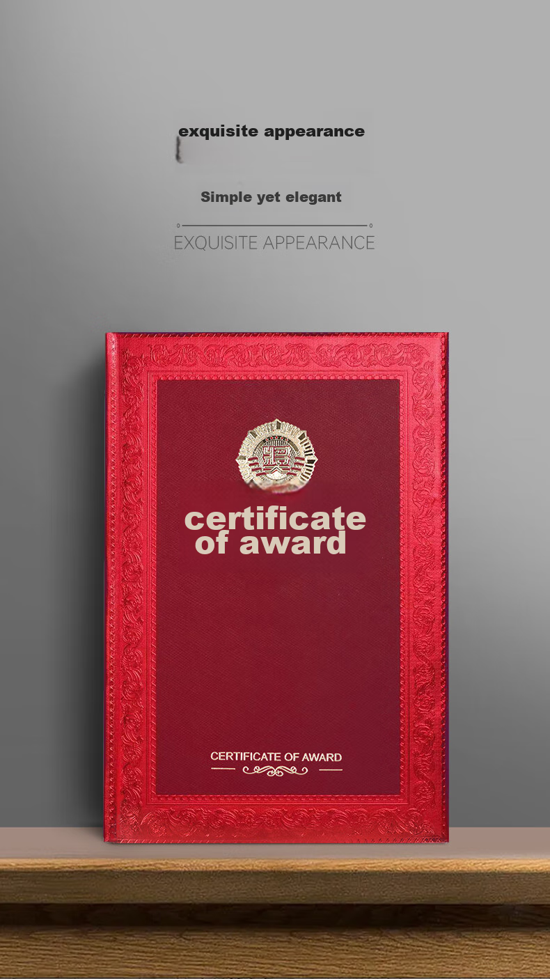 Befon Diploma Certificate Cover, Exquisite Gold-Stamped Honorary Certificate with One Inner Page, Outstanding Employee Student Award Certificate, Office Stationery, 12K Single Book Pack 2624 3