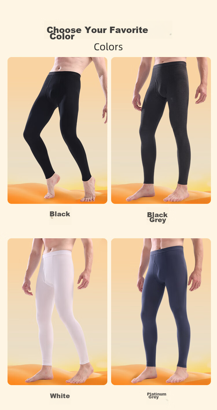 MiiOW Modal Autumn Long Johns for Men, Tech-Heated Warmth, Visible Rib Waist, German Velvet Single Pants, Men's Thermal Underwear, Black And Gray, 3XL 18