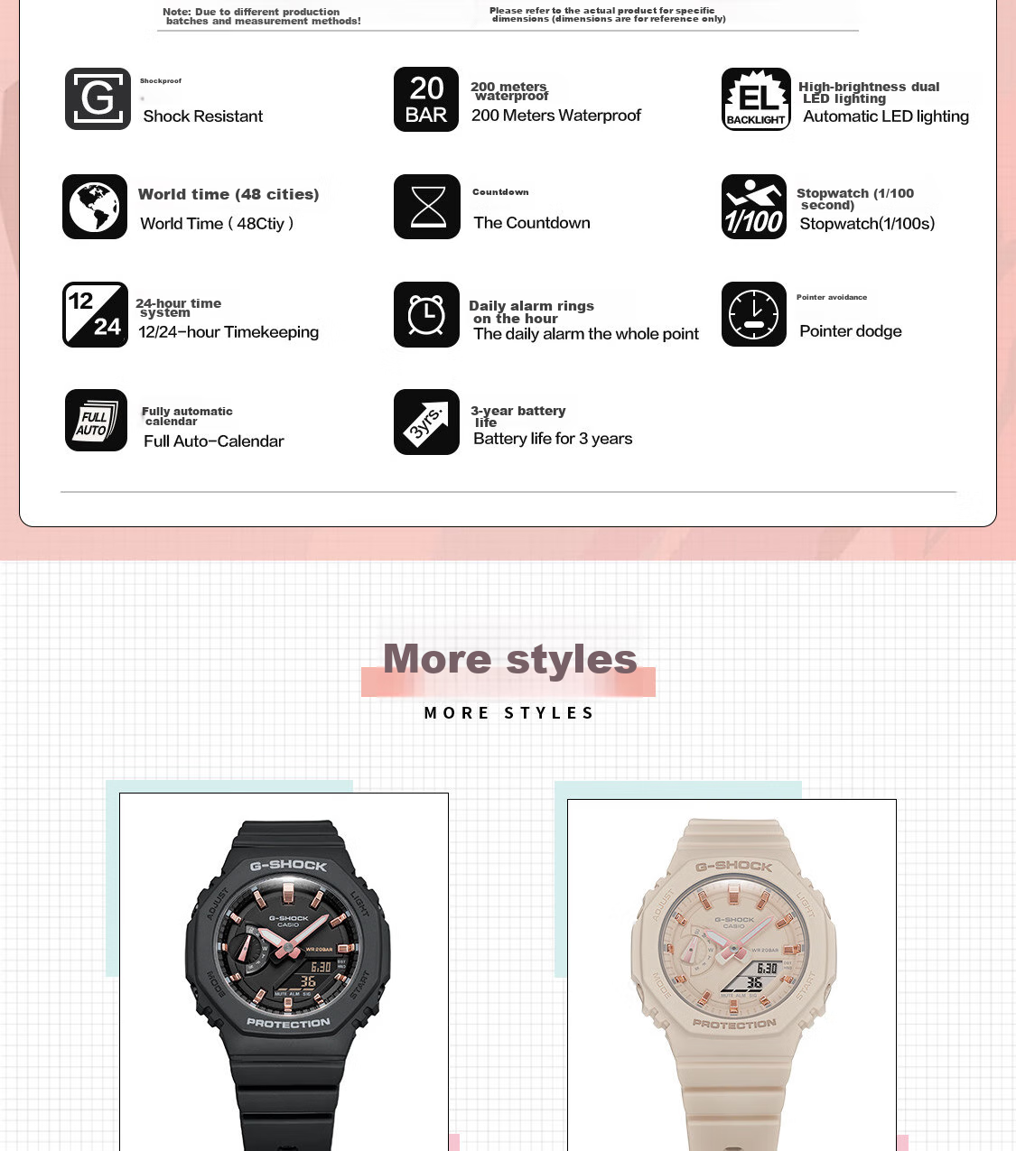 Casio Women's G-SHOCK Watch, Student Sports Digital Smart Watch, Japanese/Korean Style, Gift for Girlfriend, GMA-S2100 9