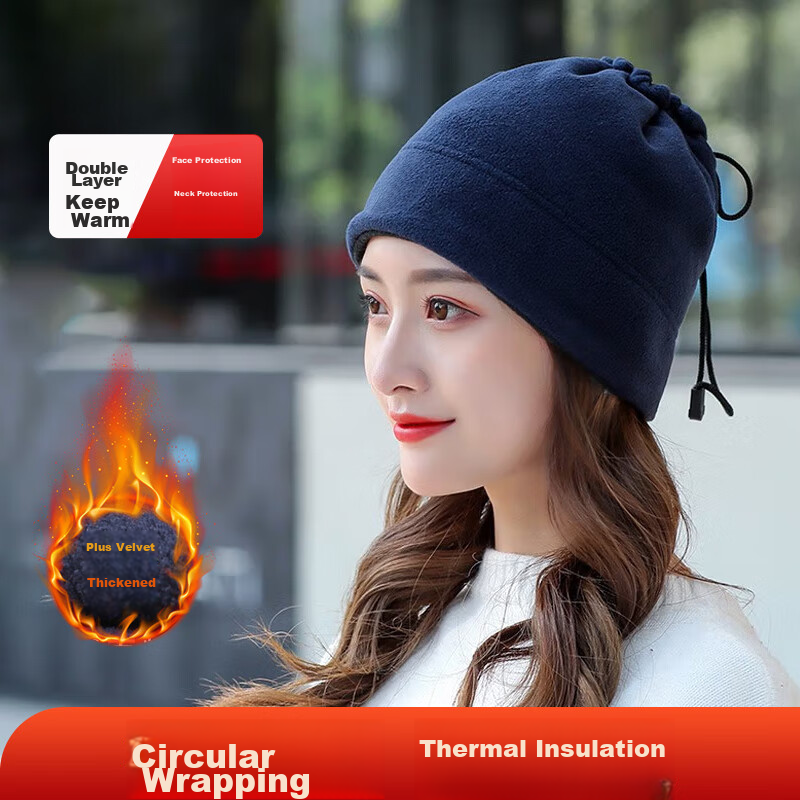 BWNK Outdoor Fleece Neck Gaiter, Pullover Neck Warmer for Winter, Multifunctional Cycling Balaclava, Black And Navy Blue, Reversible