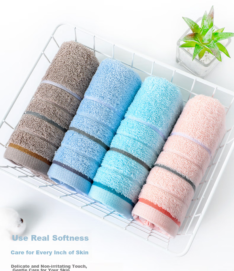 Grace Pure Cotton Couple Towels, Adult Soft Absorbent Terry Striped Face Towels for Men And Women, 10 Pieces, 80g/piece, Sports 11