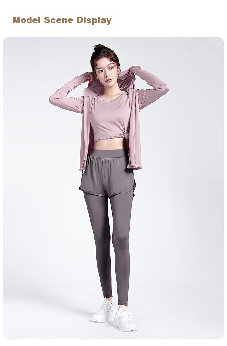 CAMEL Yoga Outfit Set for Women, Morning Run Outdoor Sportswear, Slim-Fit Breathable Fitness Wear, Five-Piece Set YK22255493 19