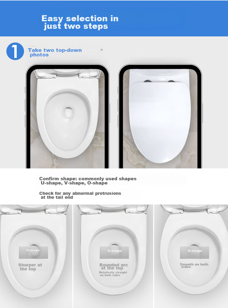 Haili Toilet Seat Universal Thick V-Shaped U-Shaped Toilet Cover Ring, Home Toilet Replacement Parts 079 3