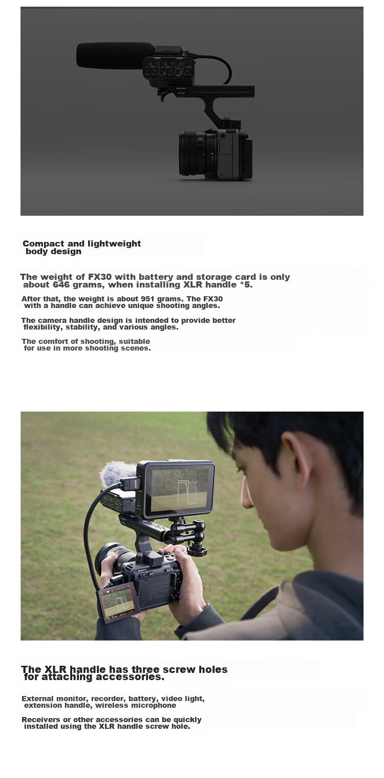 SONY ILME-FX30 Professional Cinema Camera, Handheld Grip Kit 12