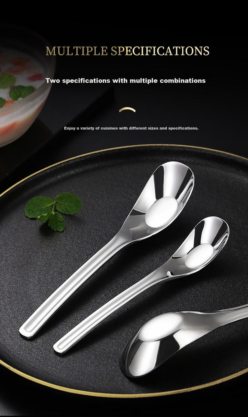 Shihua 304 Stainless Steel Soup Spoons Set of 2, Adult Dining Soup Spoons, Tablespoons for Drinking Soup And Eating, Yuanbao Spoons 5