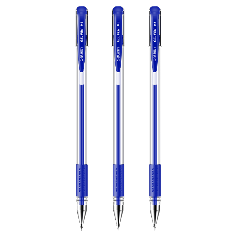 Deli Classic Cap-Off Gel Pen, Water-Based Signature Pen Office Supplies, Blue 12 Pens/box 34567, College Entrance Exam