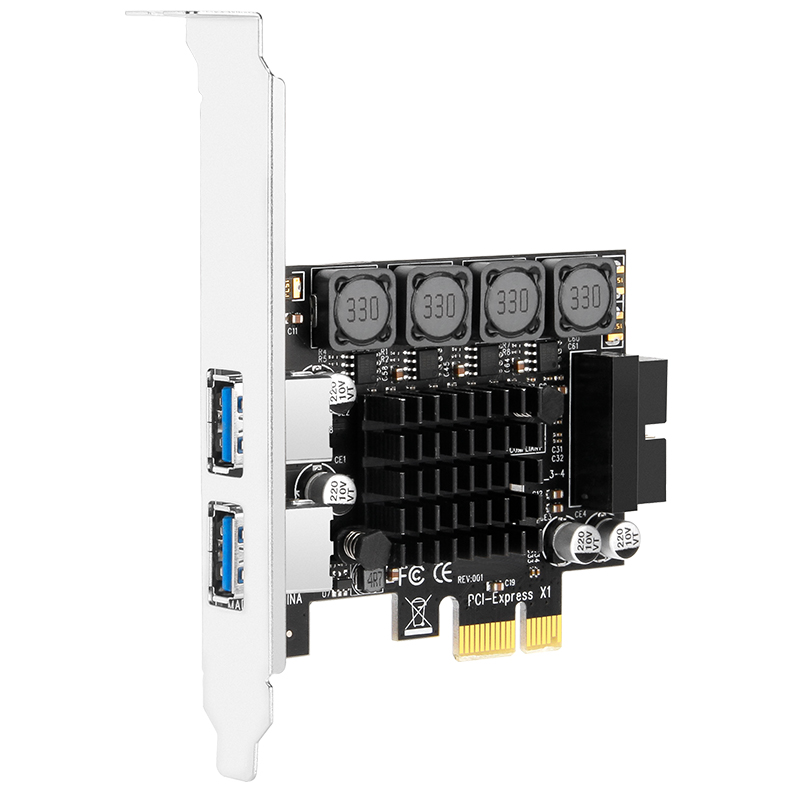 MOGE PCIEx 1-To USB3.2 Gen1 Expansion Card with Pre-Installed 19-Pin USB3.0 Interface, 19-Pin Alps NEC Chip MC2017