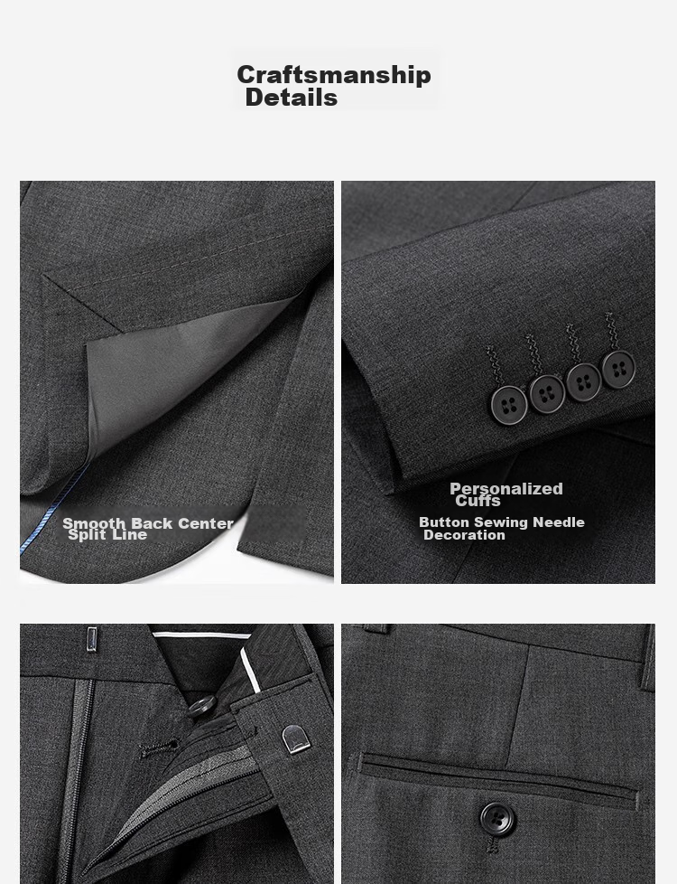 FIRS Men's Suit Set, Slim Fit Professional Formal Wear, Business Attire for Grooms, Wedding Attire for Me 8