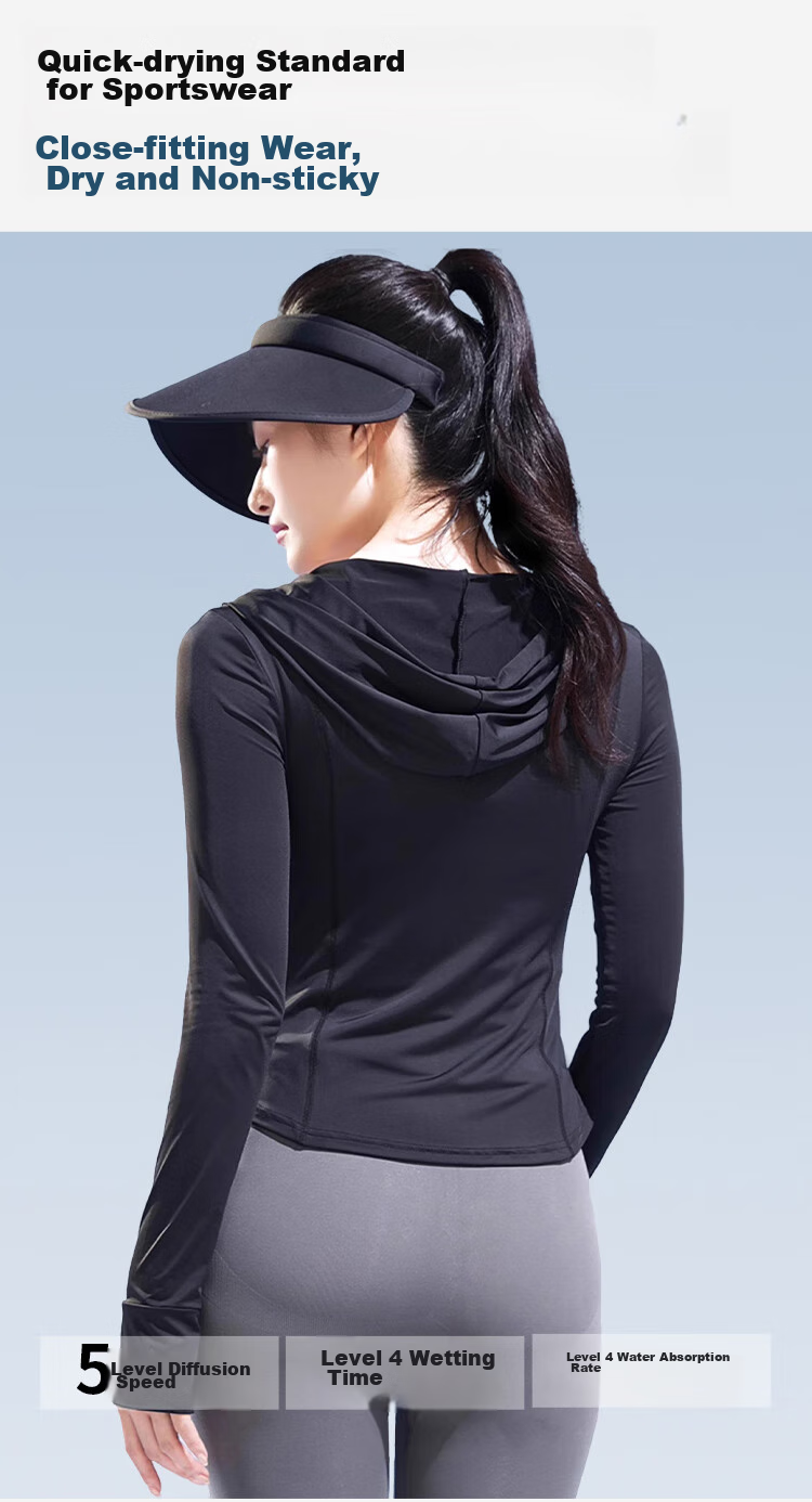 Ousen Sun Protection Clothing for Women, Spring And Summer Original Yarn Ice Silk Sun Protection Garment, Slim-Fit Outdoor Cycling Sun-Blocking Hooded Sun Protection Shirt, Skin Coat 9
