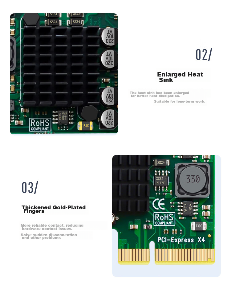 EB-LINK Desktop PCIE X4 to USB3.1 Expansion Card + Type-C High-Speed Dual Interface for Small Case Computers, Internal USB Adapter Card, HUB Concentrator Card, No Power Supply Required 8