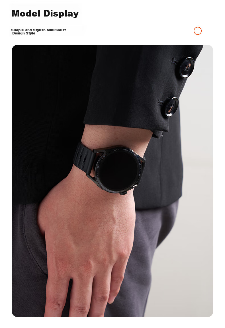 Watchbond Compatible with Huawei Watch 6/6 Pro/5/GT7 Pro/6 Pro Strap, GT7/6/5/4 Men's FKM Fluoroelastomer Watch 4 Pro Business Style 46mm Wristband 21
