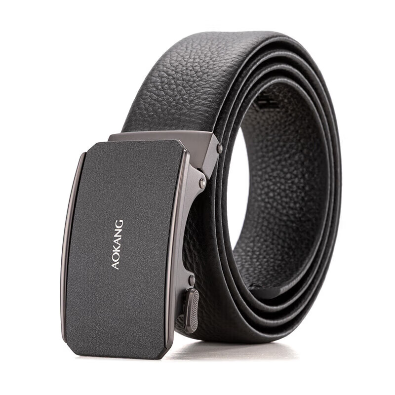 Aokang Men's Automatic Buckle Belt, Top-Grain Leather Waistband Gift Box, Birthday Present for Husband