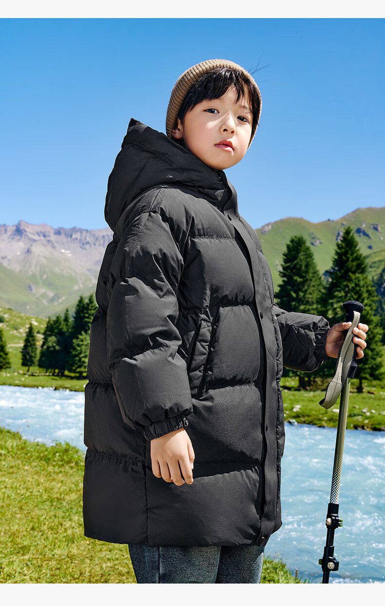 Zuoxi Boys' down Jacket, Long Style, Thickened New Design, Children's White Duck Down, Extreme Cold Black Gold Coat, Black, Size 110, New Year's Outfit 24