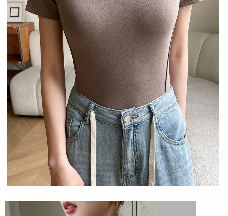 Langsha Women's Summer Short Sleeve V-Neck Slim Fit Modal Basic Top 21