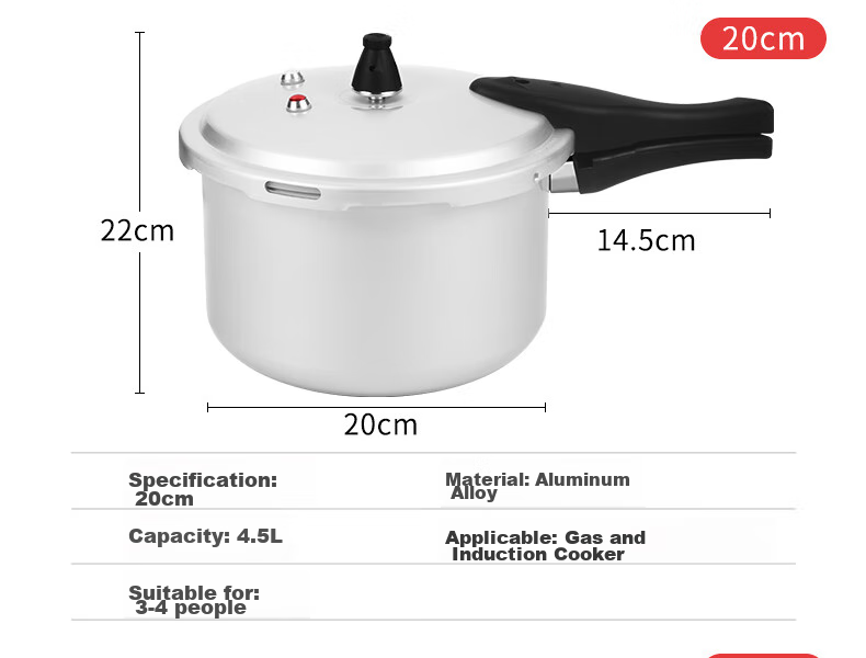 Shuangxi Aluminum Alloy Pressure Cooker Compatible with Gas And Induction Stoves, Explosion-Proof Small Household Pressure Cooker for 1 Person, 18CM/3.2L 14