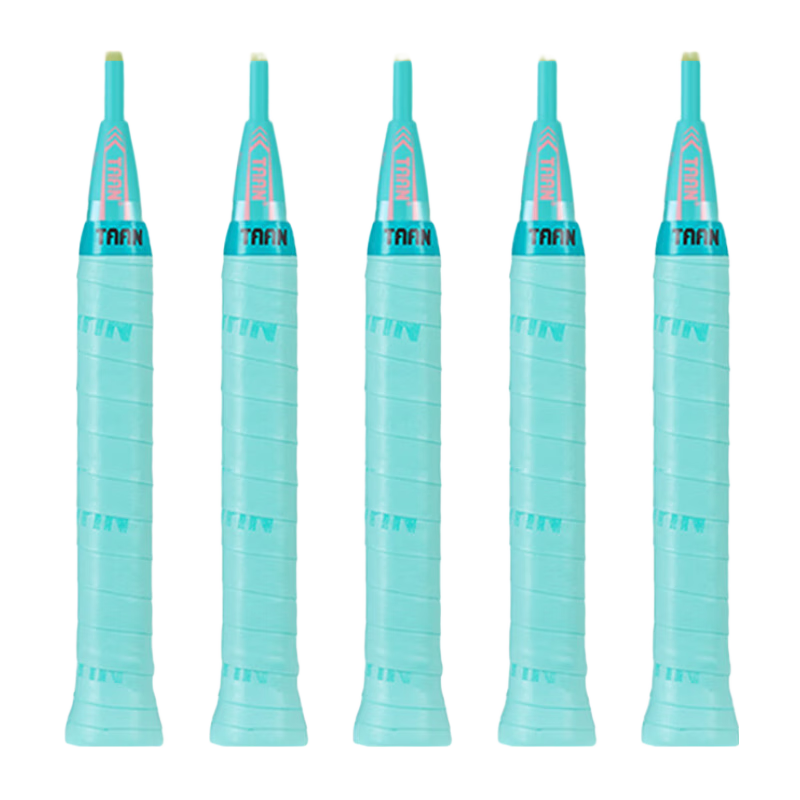 Taan Badminton Racket Grip Tape, Sweat-Absorbing, Non-Slip, Slightly Sticky Candy Grip Tape TW880, Ti Blue, 5-Pack