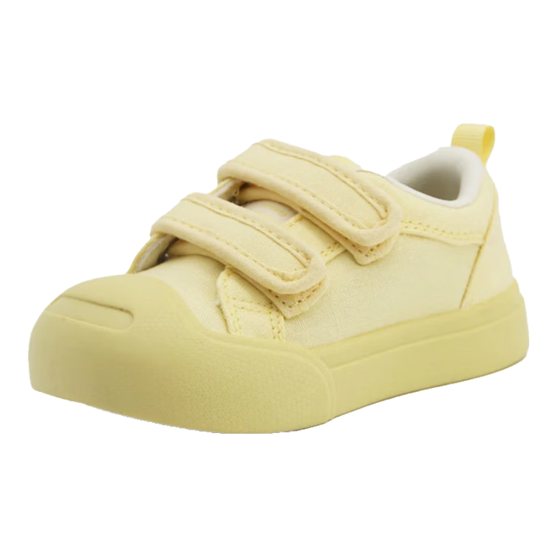 TOPSTAR Children's Canvas Shoes, Kindergarten Shoes, Spring 2026 New Style, Non-Slip Boys' White Sneakers, Low-Top Skateboard Shoes, Yellow, Size 24